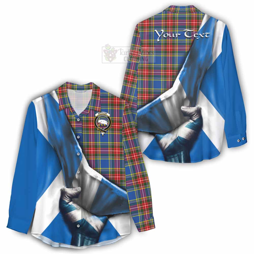 Tartan Vibes Clothing Bethune Tartan Women's Casual Shirt with Family Crest Scotland Patriotic Style