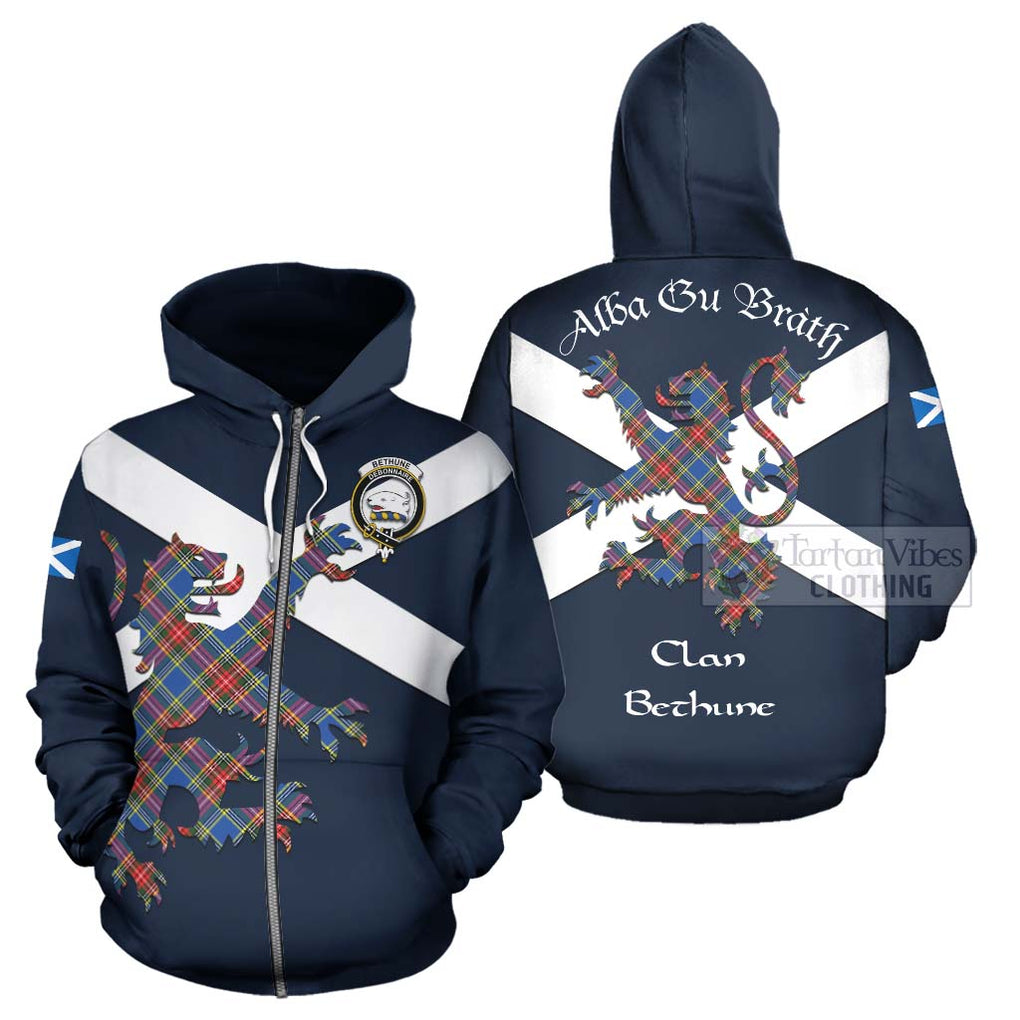 Tartan Vibes Clothing Bethune Tartan Lion Rampant Hoodie – Proudly Display Your Heritage with Alba Gu Brath and Clan Name