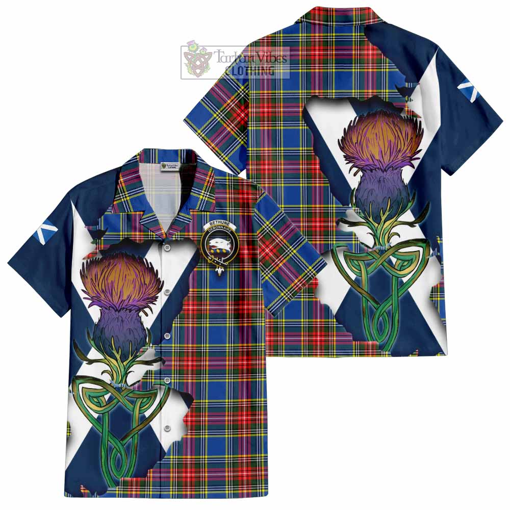 Bethune Tartan Family Crest Hawaiian Shirt Scottish Thistle Celtic Inspired - Tartan Vibes Clothing