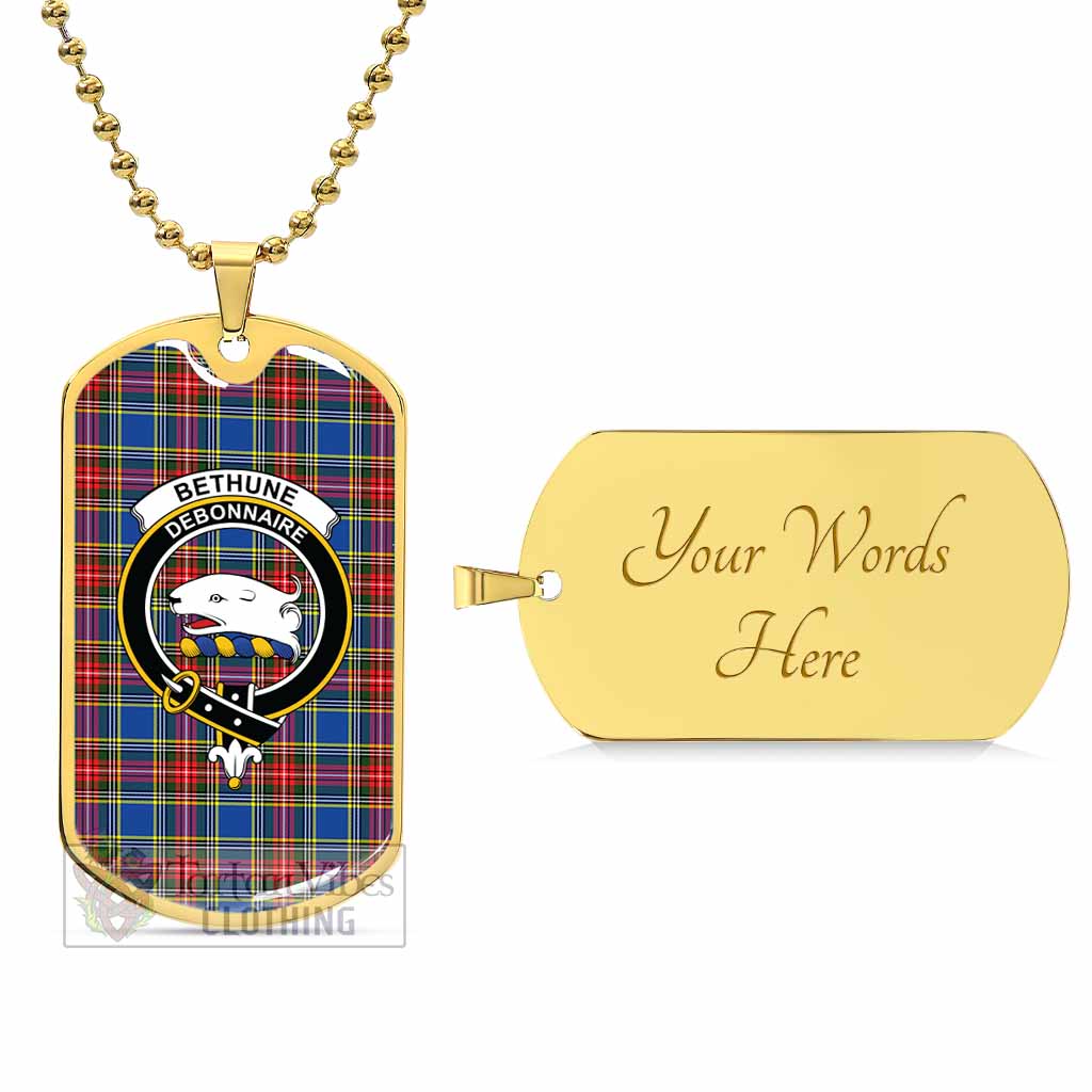 Tartan Vibes Clothing Bethune Tartan Dog Tag Necklace with Family Crest