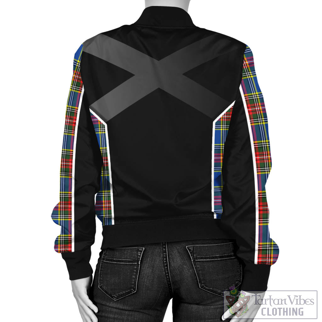 Tartan Vibes Clothing Bethune Tartan Bomber Jacket with Family Crest and Scottish Thistle Vibes Sport Style