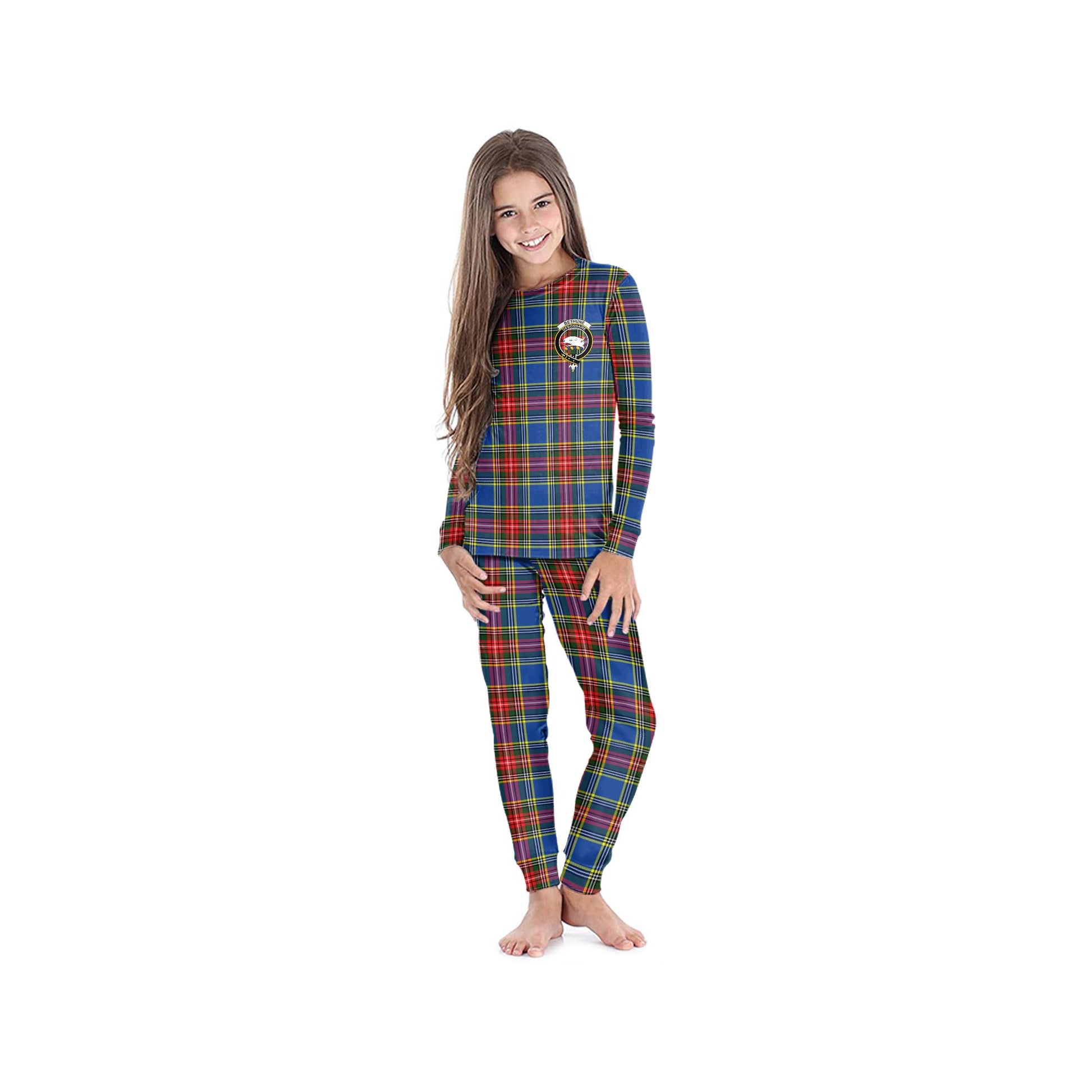 Bethune Tartan Pajamas Family Set with Family Crest - Tartan Vibes Clothing