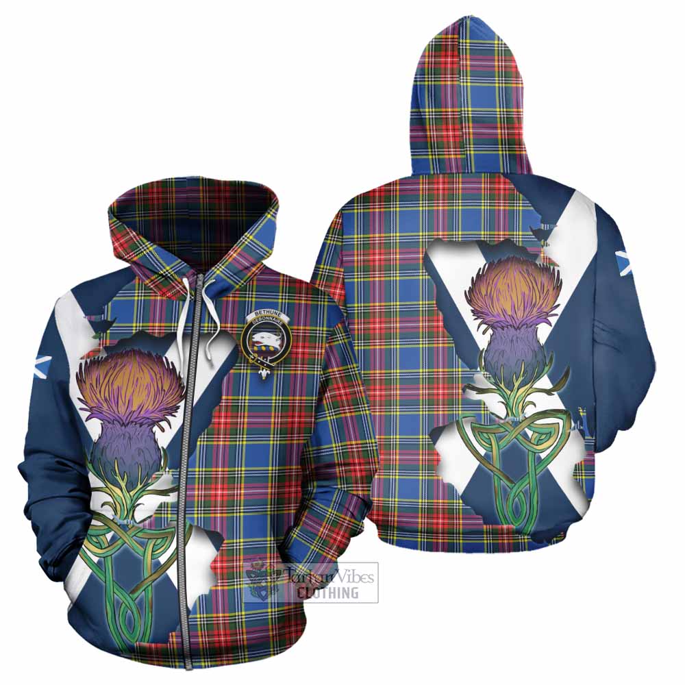 Bethune Tartan Family Crest Hoodie Scottish Thistle Celtic Inspired Zip Hoodie - Tartan Vibes Clothing