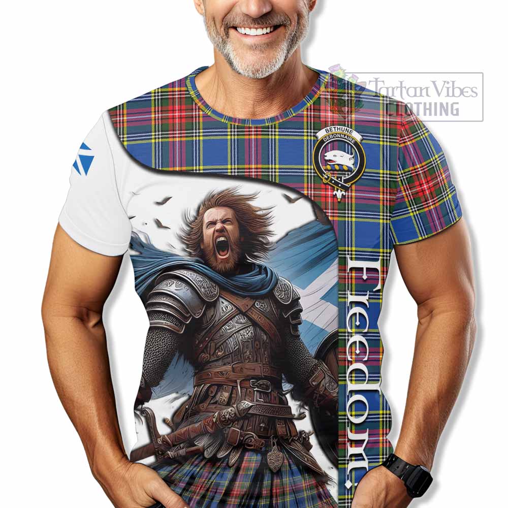 Bethune Crest Tartan T-Shirt Inspired by the Freedom of Scottish Warrior