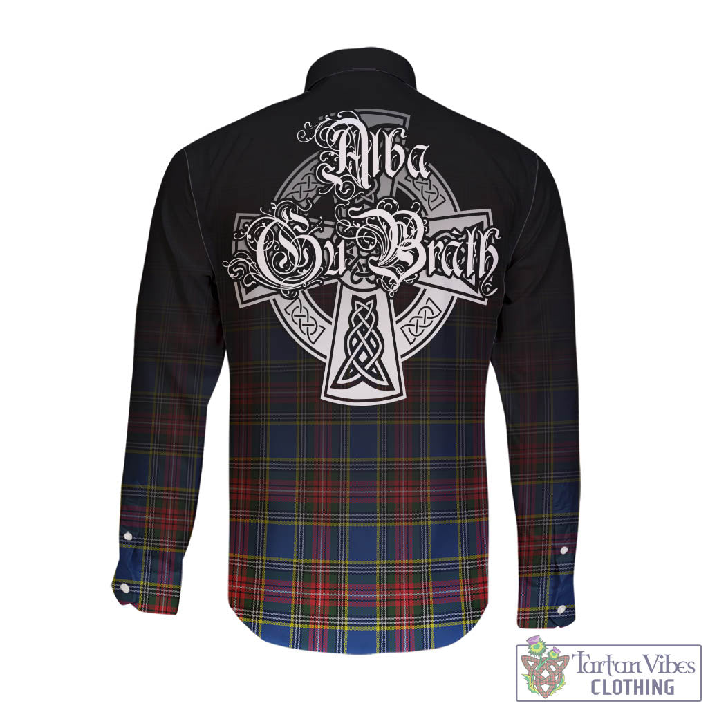 Tartan Vibes Clothing Bethune Tartan Long Sleeve Button Up Featuring Alba Gu Brath Family Crest Celtic Inspired