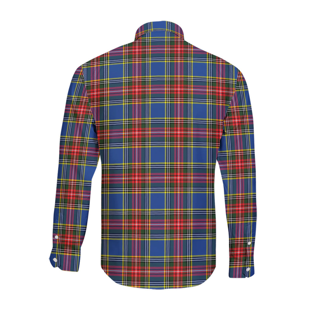 Bethune Tartan Long Sleeve Button Up Shirt with Family Crest - Tartanvibesclothing