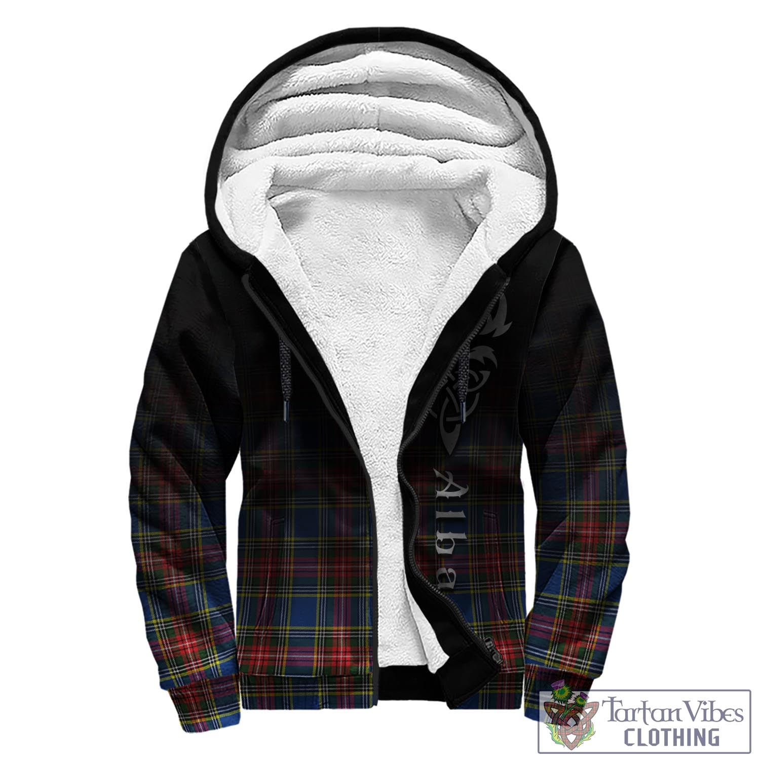 Tartan Vibes Clothing Bethune Tartan Sherpa Hoodie Featuring Alba Gu Brath Family Crest Celtic Inspired