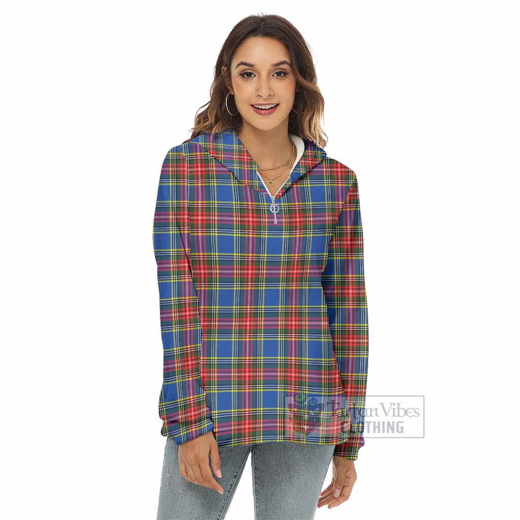 Bethune Tartan Women's Borg Fleece Hoodie with Half Zip - Tartan Vibes Clothing