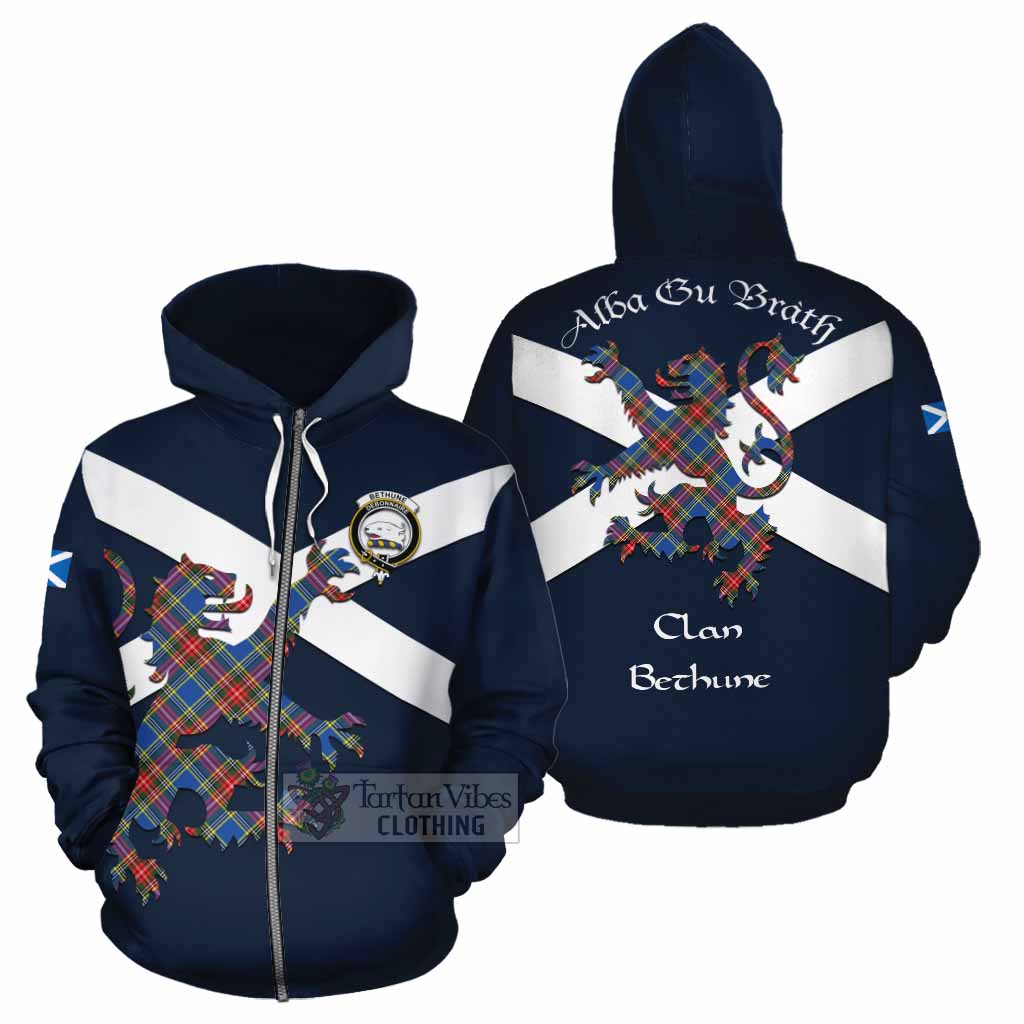 Tartan Vibes Clothing Bethune Tartan Lion Rampant Cotton Hoodie Proudly Display Your Heritage with Alba Gu Brath and Clan Name