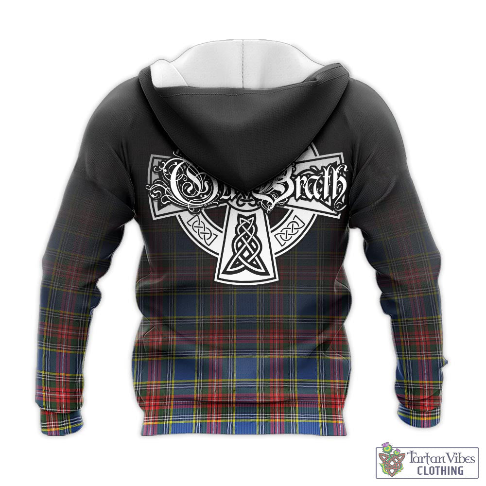 Tartan Vibes Clothing Bethune Tartan Knitted Hoodie Featuring Alba Gu Brath Family Crest Celtic Inspired