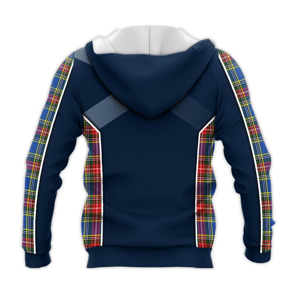 Tartan Vibes Clothing Bethune Tartan Knitted Hoodie with Family Crest and Scottish Thistle Vibes Sport Style