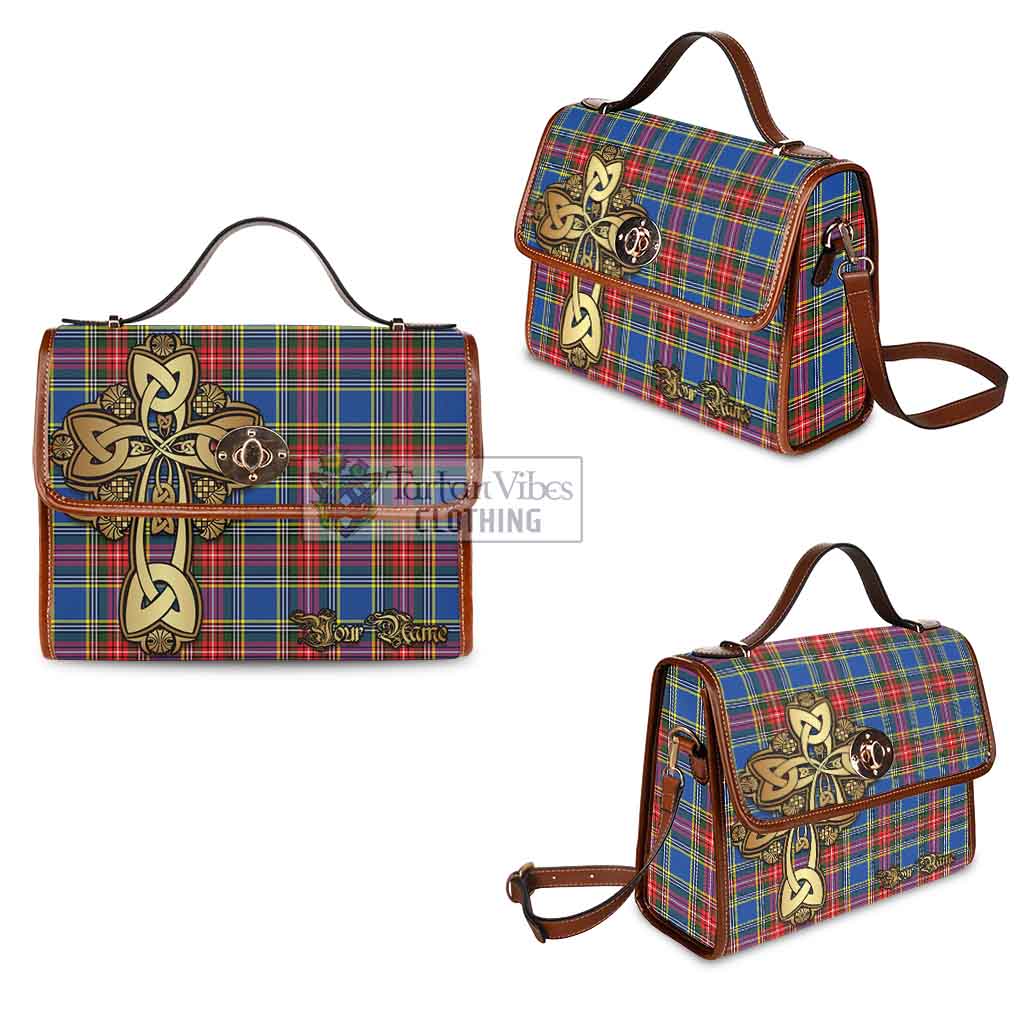 Tartan Vibes Clothing Bethune Tartan Waterproof Canvas Bag Golden Thistle Celtic Cross Style