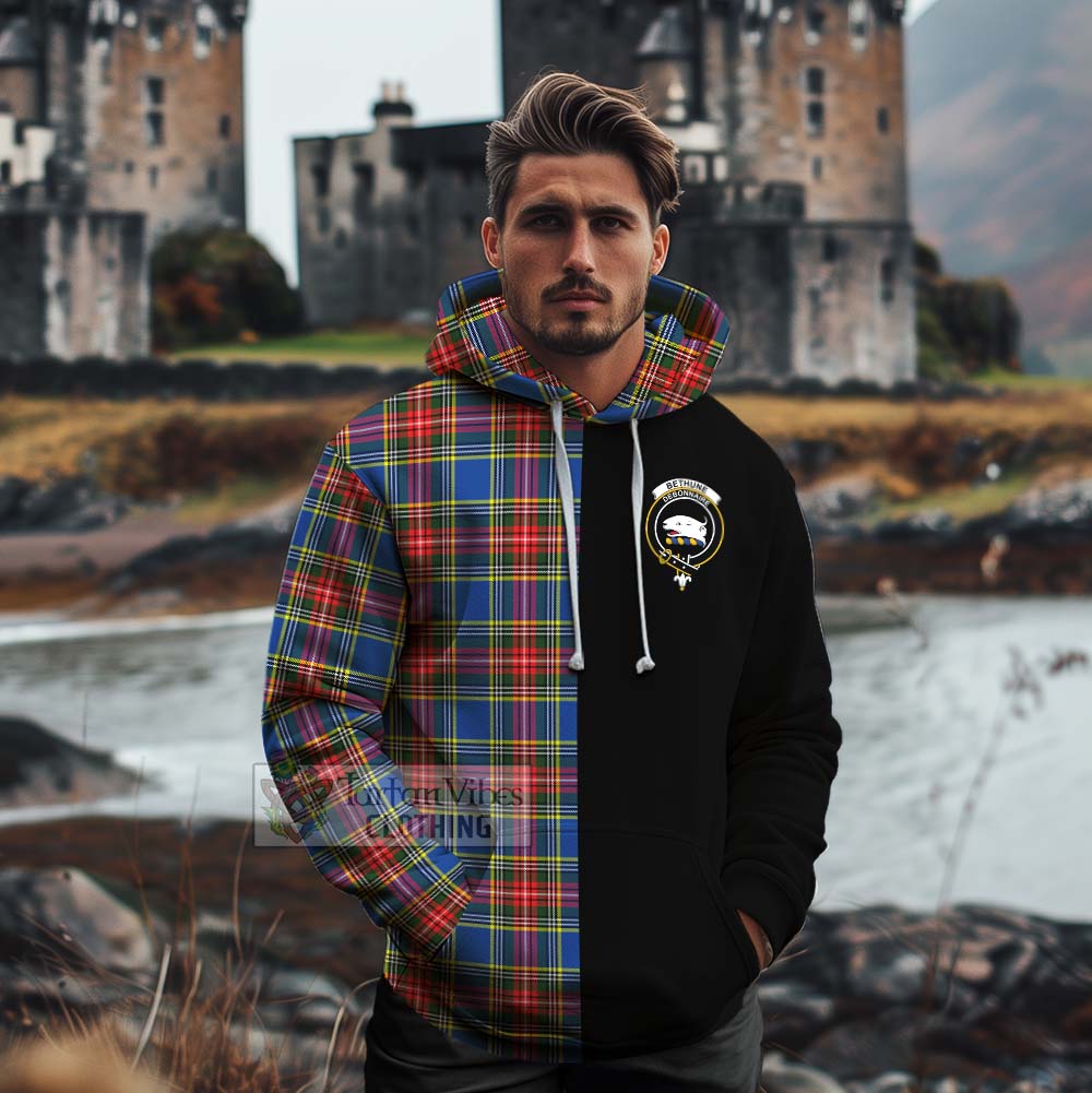 Tartan Vibes Clothing Bethune Tartan Cotton Hoodie with Family Crest and Half Of Me Style