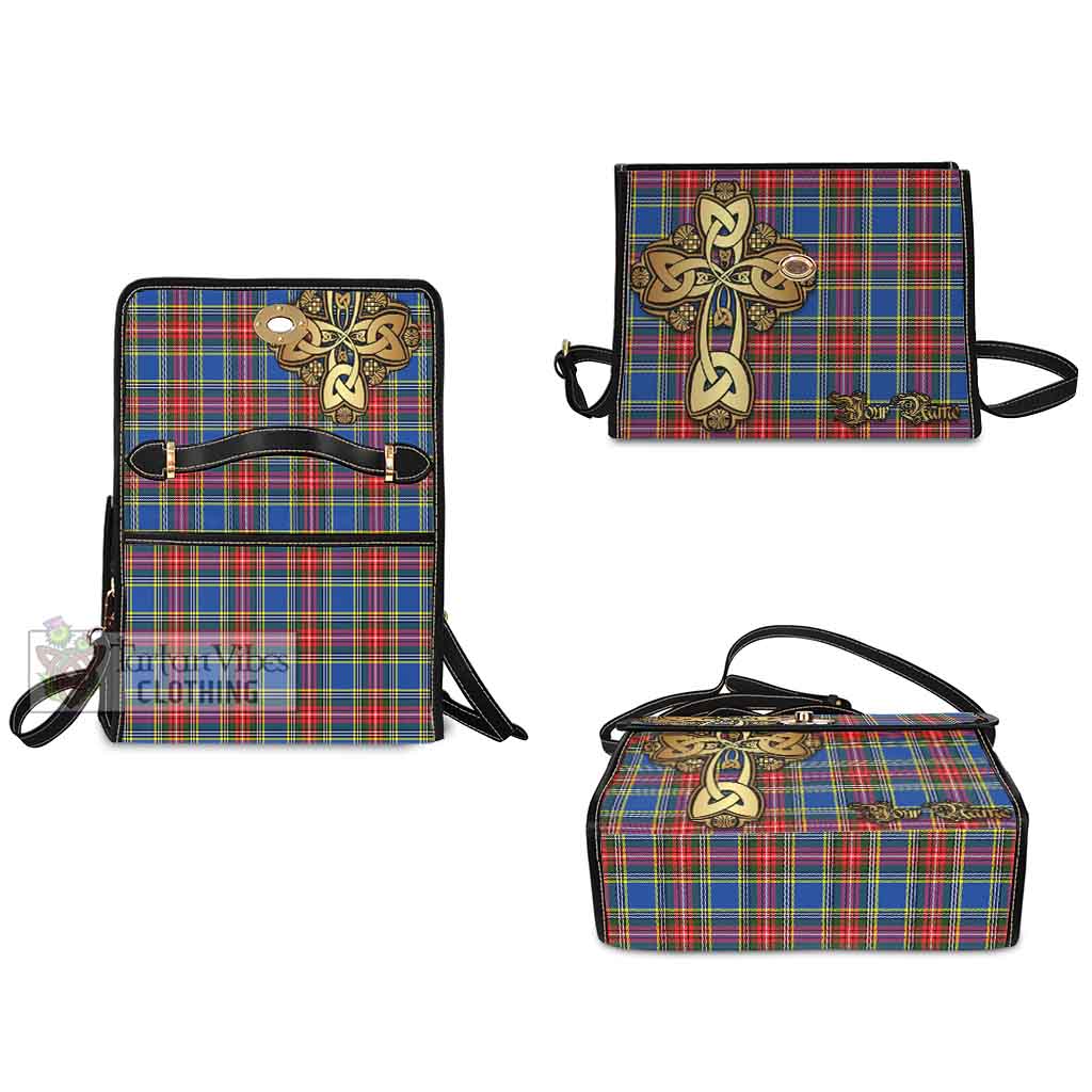 Tartan Vibes Clothing Bethune Tartan Waterproof Canvas Bag Golden Thistle Celtic Cross Style