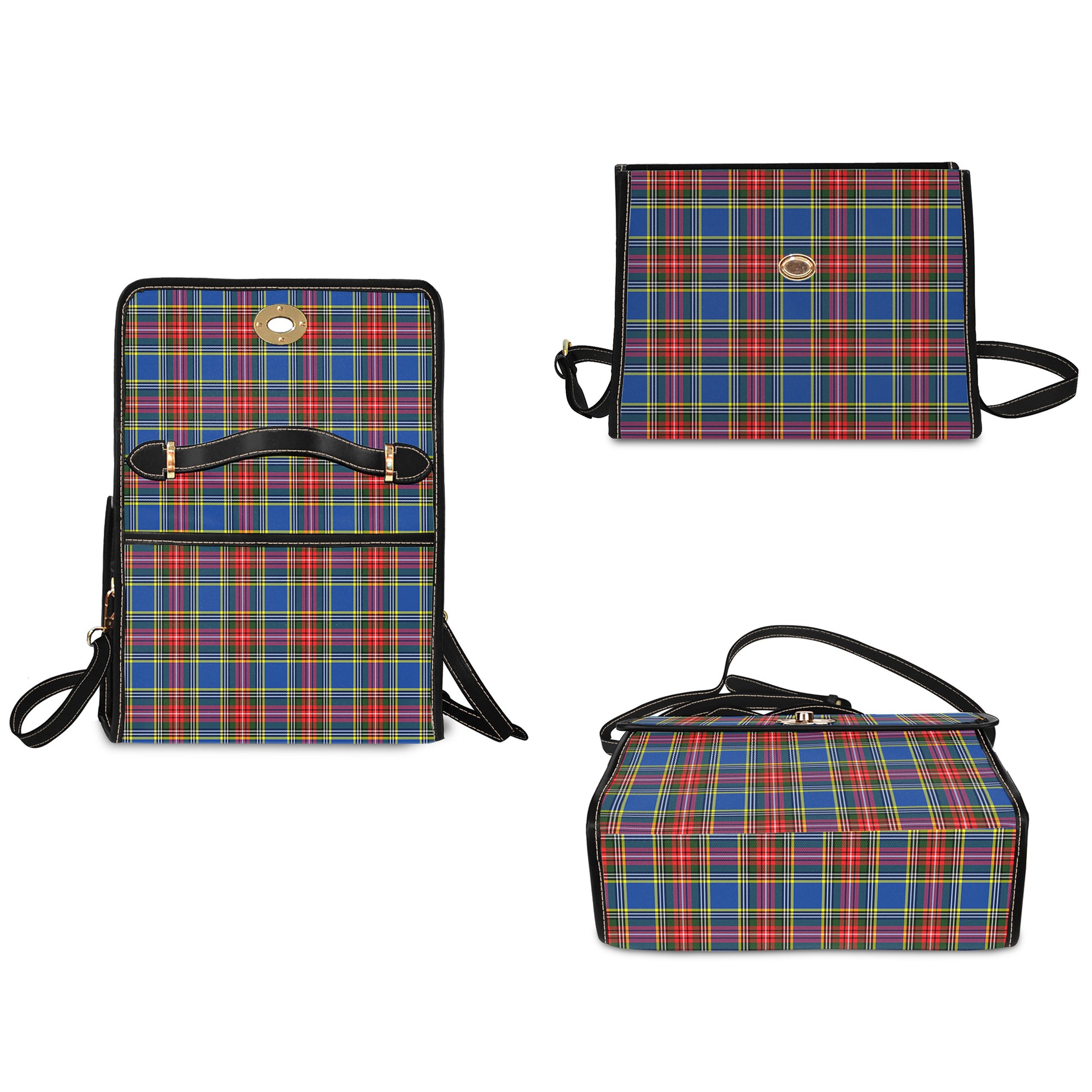 Bethune Tartan Leather Strap Waterproof Canvas Bag - Tartanvibesclothing