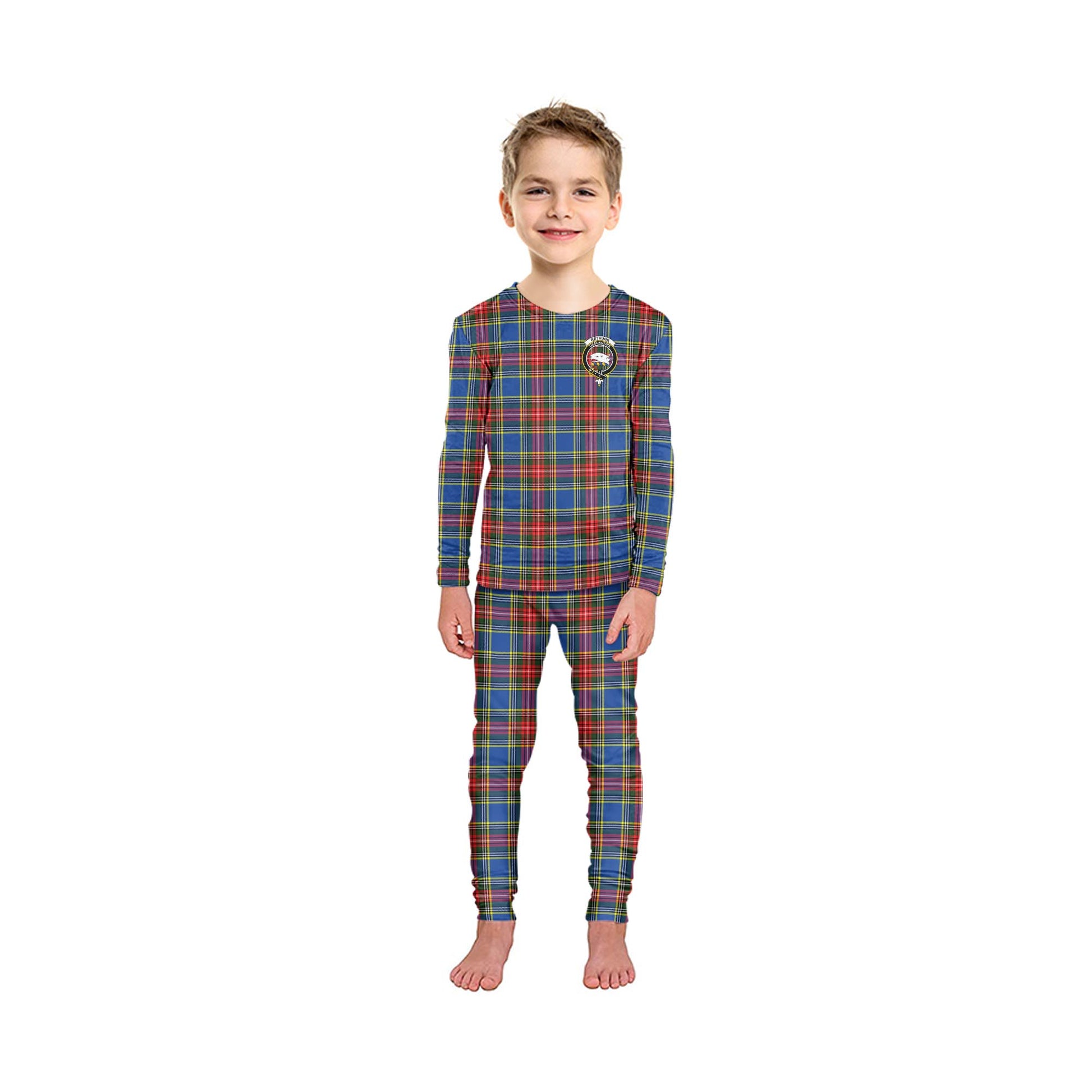 Bethune Tartan Pajamas Family Set with Family Crest - Tartan Vibes Clothing