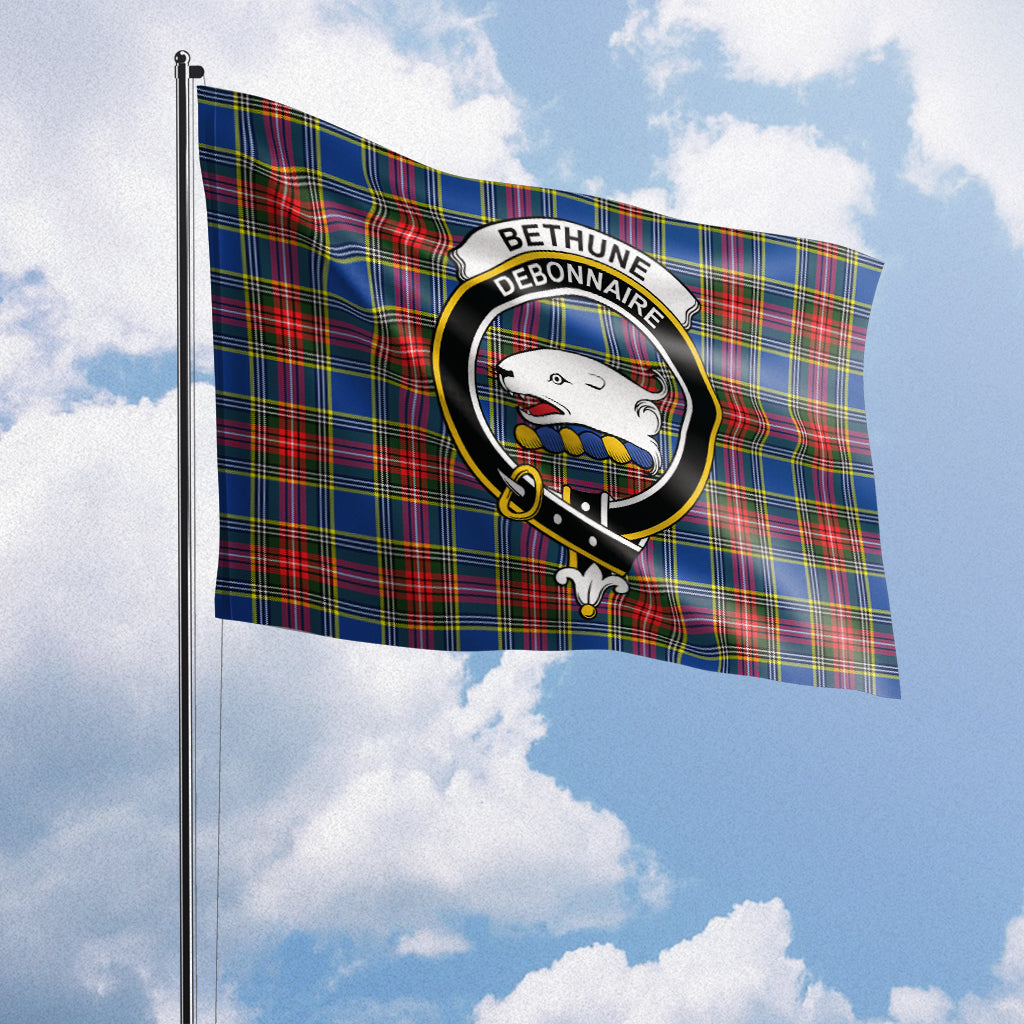 Bethune Tartan Flag with Family Crest House Flag (Horizontal) - Tartan Vibes Clothing