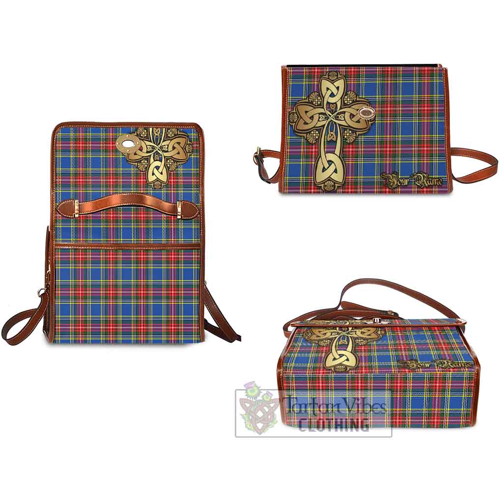 Tartan Vibes Clothing Bethune Tartan Waterproof Canvas Bag Golden Thistle Celtic Cross Style