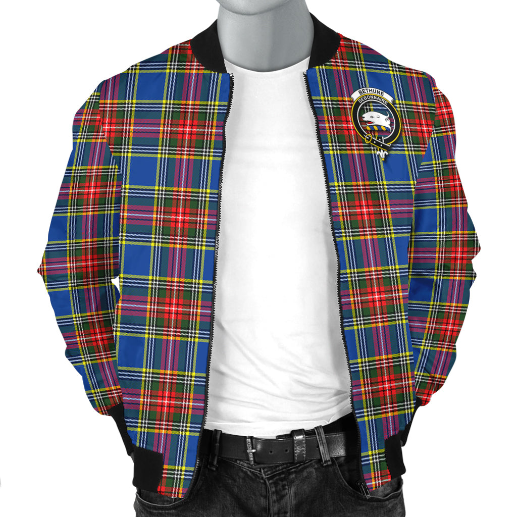 Bethune Tartan Bomber Jacket with Family Crest - Tartanvibesclothing