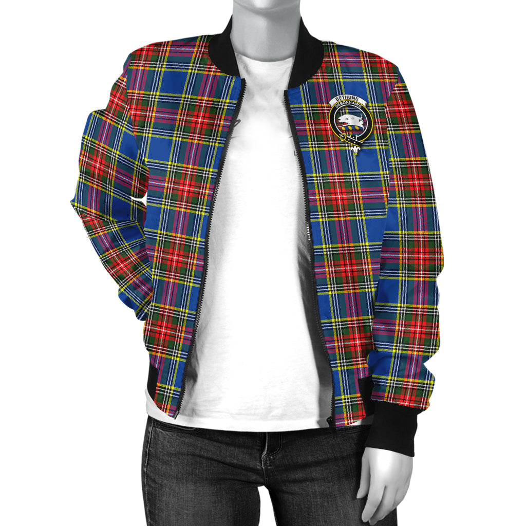 Bethune Tartan Bomber Jacket with Family Crest - Tartanvibesclothing