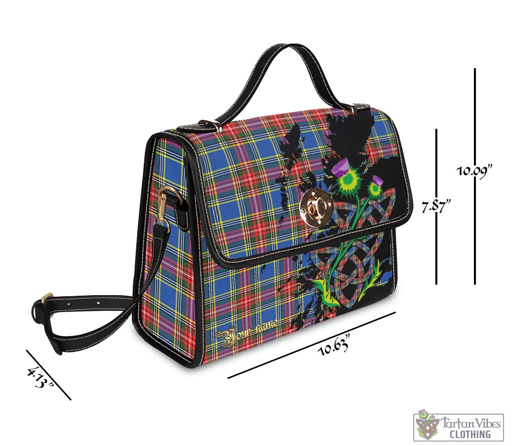 Tartan Vibes Clothing Bethune Tartan Waterproof Canvas Bag with Scotland Map and Thistle Celtic Accents