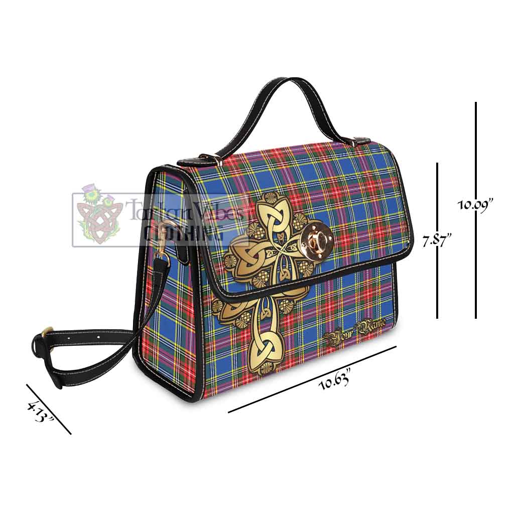 Tartan Vibes Clothing Bethune Tartan Waterproof Canvas Bag Golden Thistle Celtic Cross Style