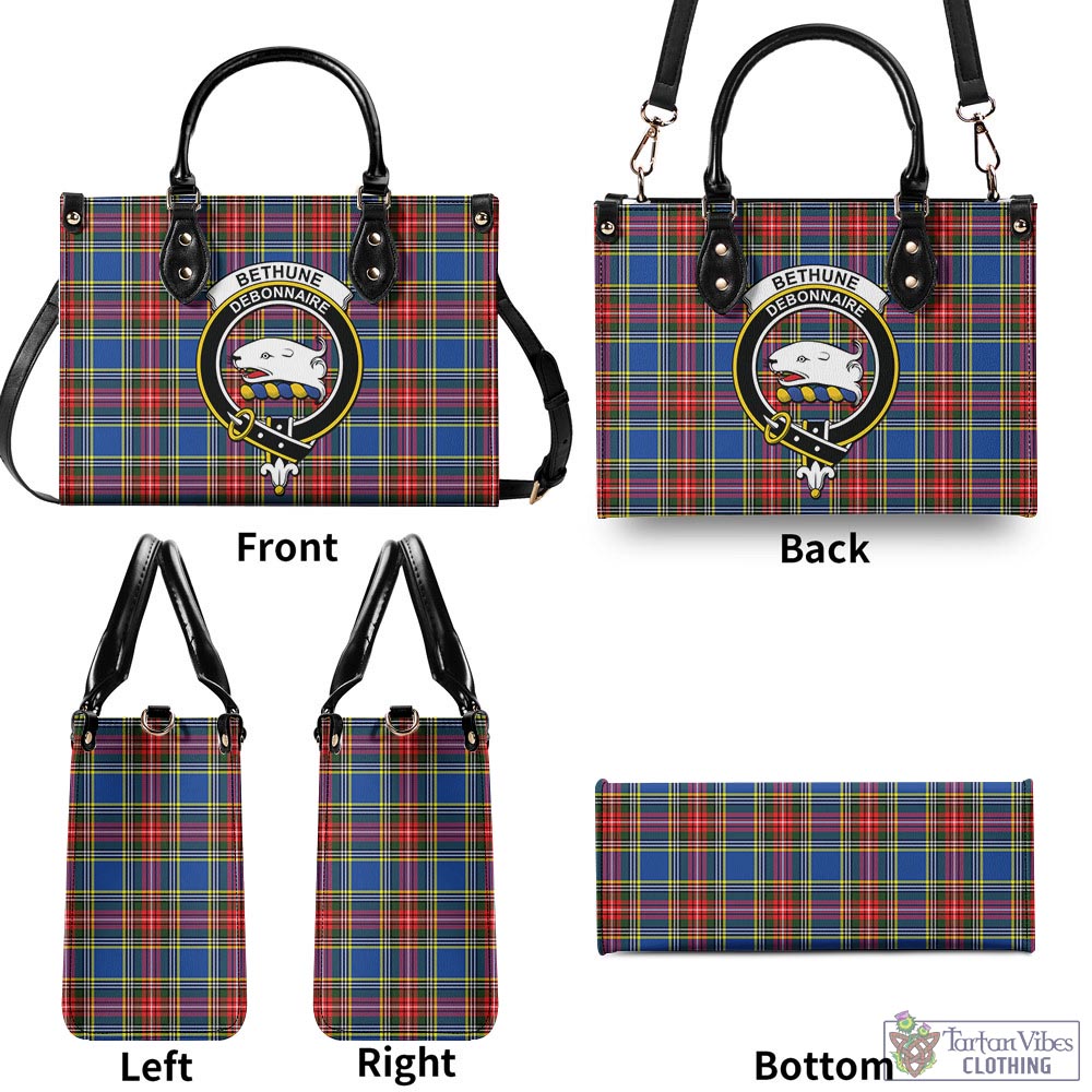 Tartan Vibes Clothing Bethune Tartan Luxury Leather Handbags with Family Crest