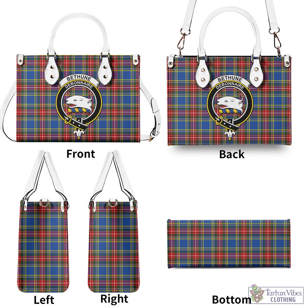 Tartan Vibes Clothing Bethune Tartan Luxury Leather Handbags with Family Crest