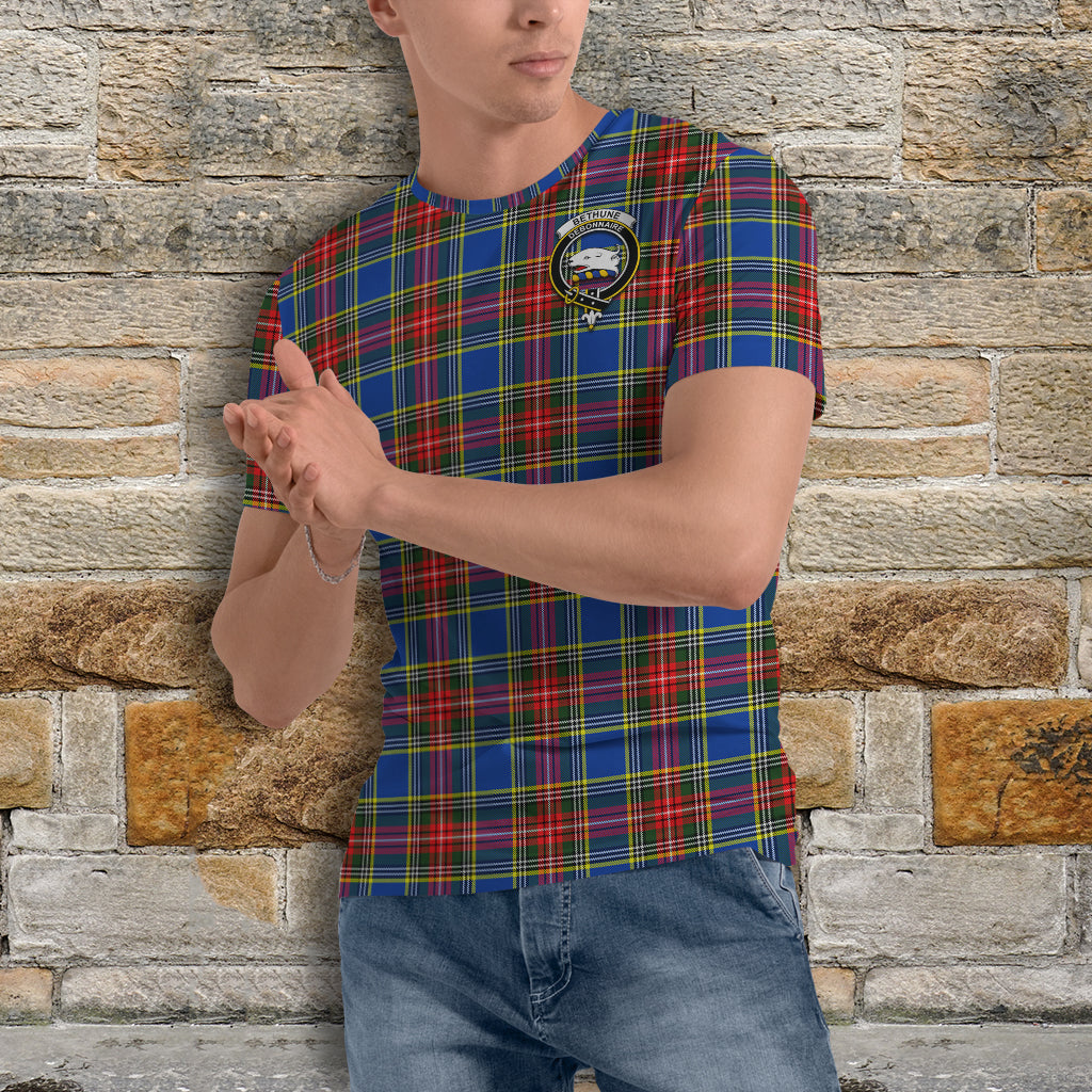 Bethune Tartan T-Shirt with Family Crest - Tartan Vibes Clothing