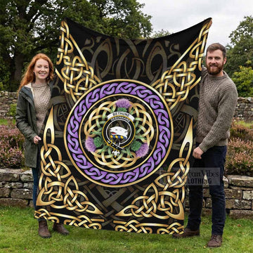Bethune Clan Crest Blanket Celtic Scottish Thistle - Tartan Vibes Clothing