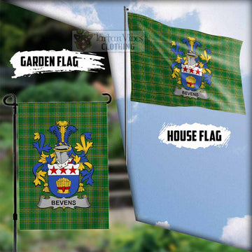 Bevens Irish Clan Tartan Flag with Coat of Arms