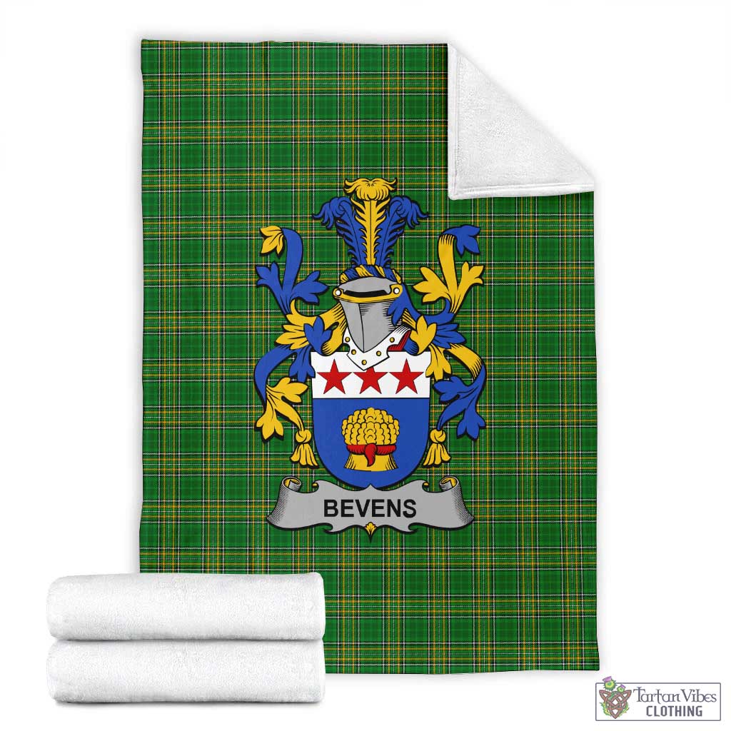 Bevens Irish Clan Tartan Blanket with Coat of Arms X-Large 59 x 79 inches 150 x 200 cm - Tartan Vibes Clothing