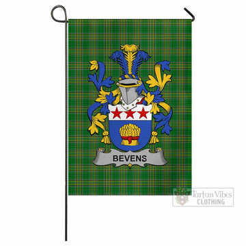 Bevens Irish Clan Tartan Flag with Coat of Arms