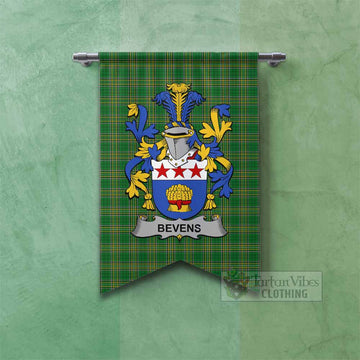 Bevens Irish Clan Tartan Gonfalon, Tartan Banner with Coat of Arms Fishtail - Tartan Vibes Clothing