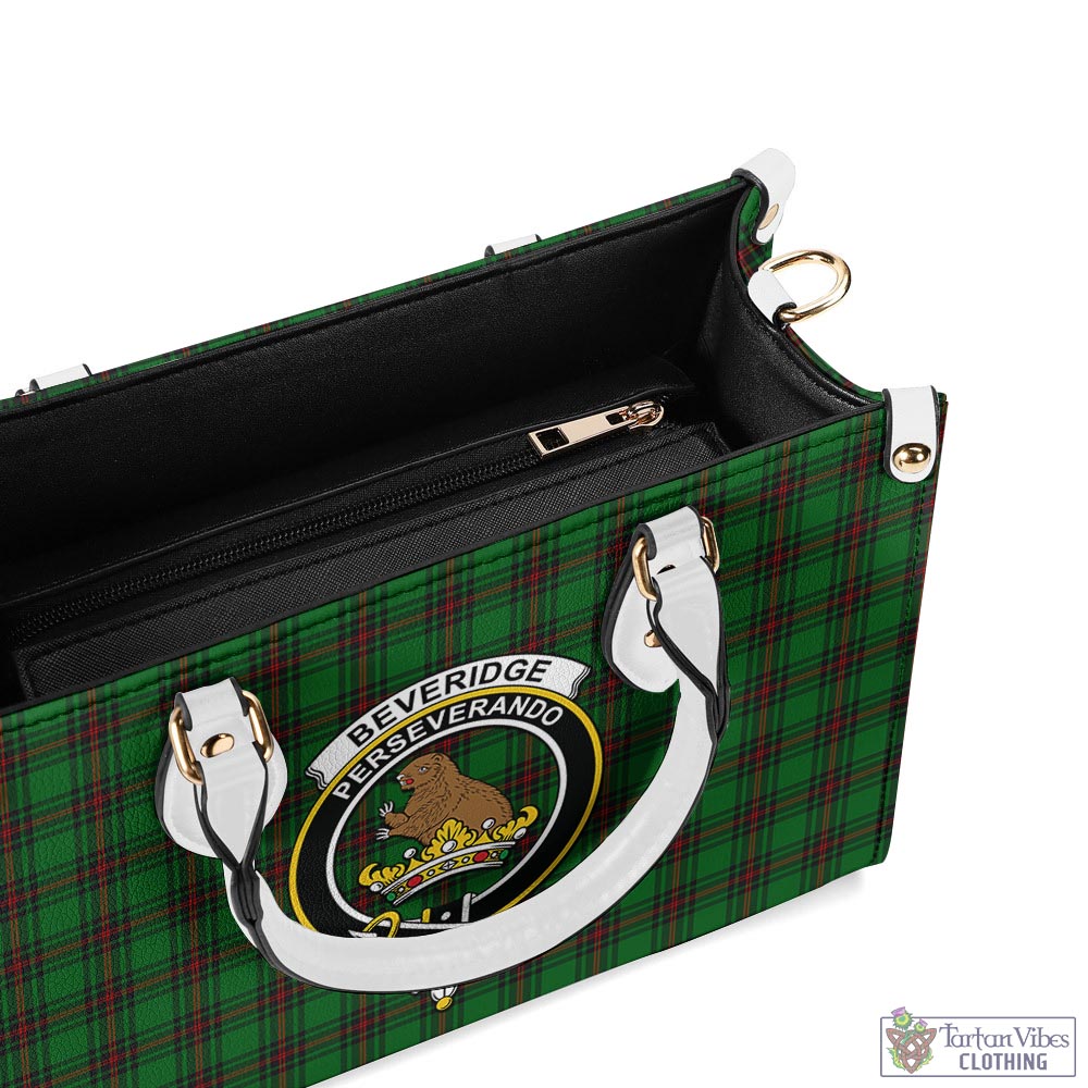 Tartan Vibes Clothing Beveridge Tartan Luxury Leather Handbags with Family Crest