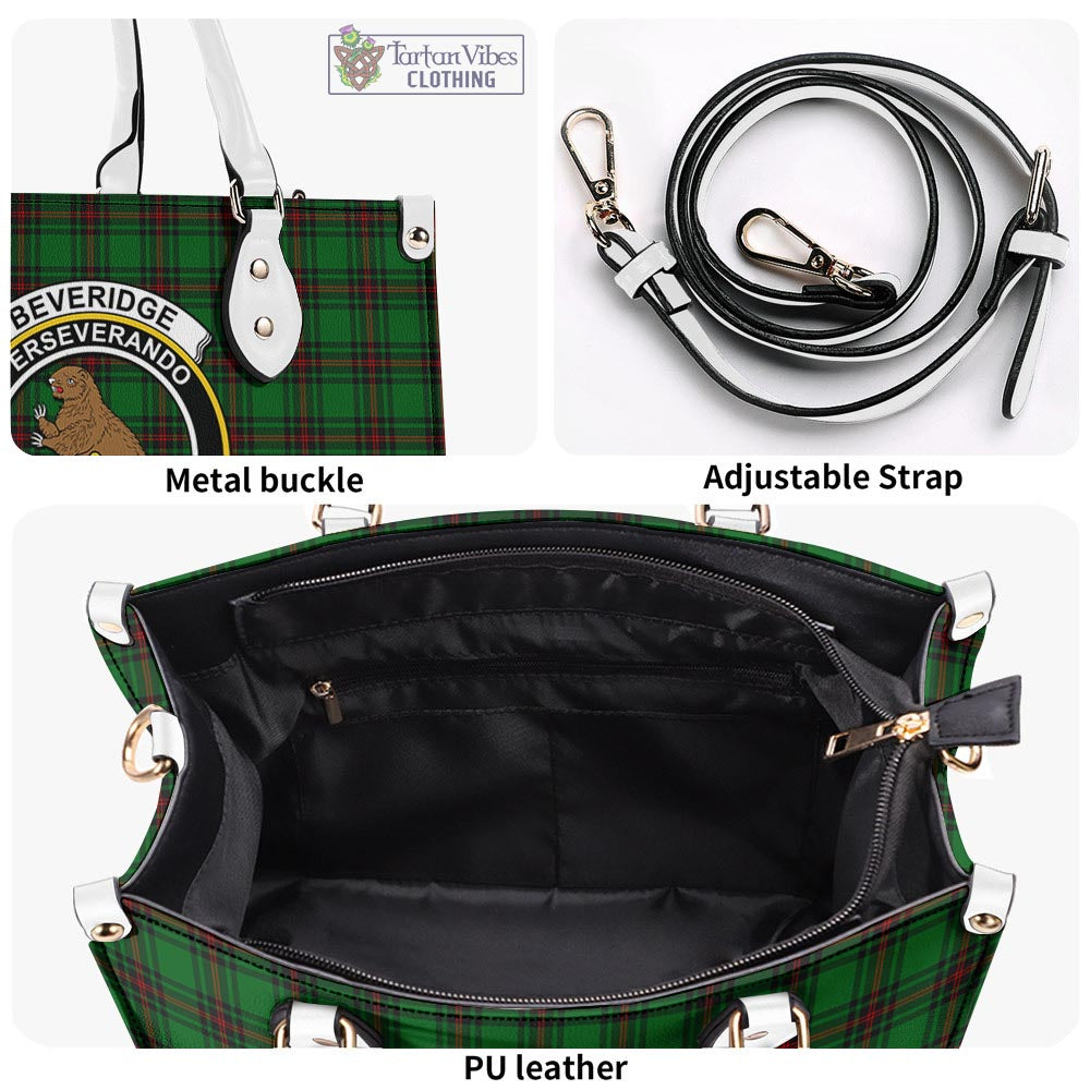 Tartan Vibes Clothing Beveridge Tartan Luxury Leather Handbags with Family Crest