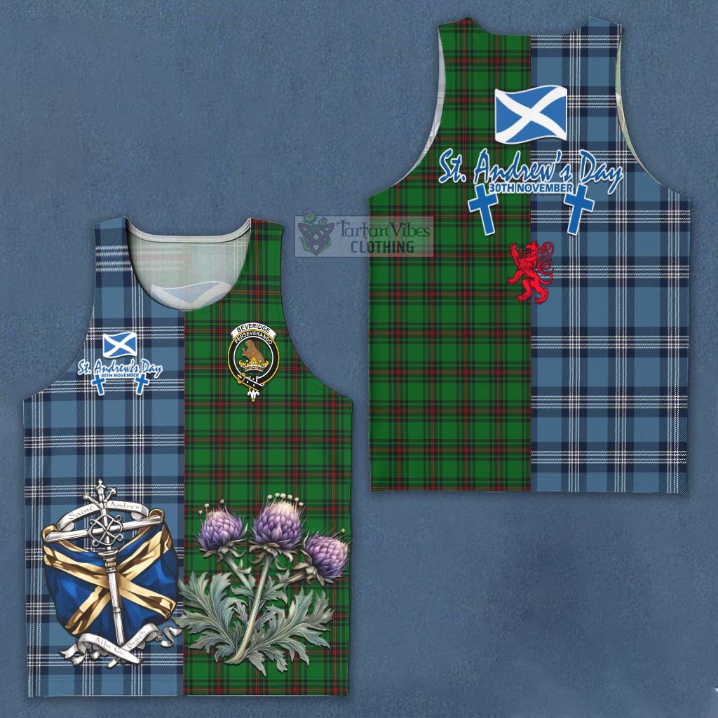 Tartan Vibes Clothing Beveridge Tartan Men's Tank Top Happy St. Andrew's Day Half Tartan Style