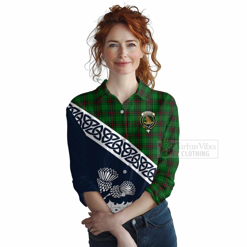 Tartan Vibes Clothing Beveridge Tartan Women's Casual Shirt Featuring Thistle and Scotland Map