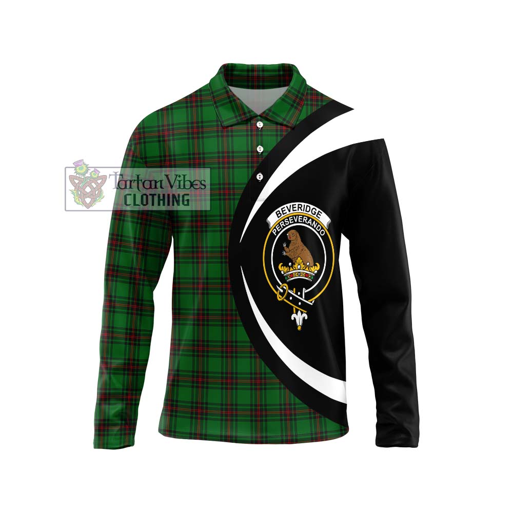 Beveridge Tartan Long Sleeve Polo Shirt with Family Crest Circle Style Unisex - Tartan Vibes Clothing