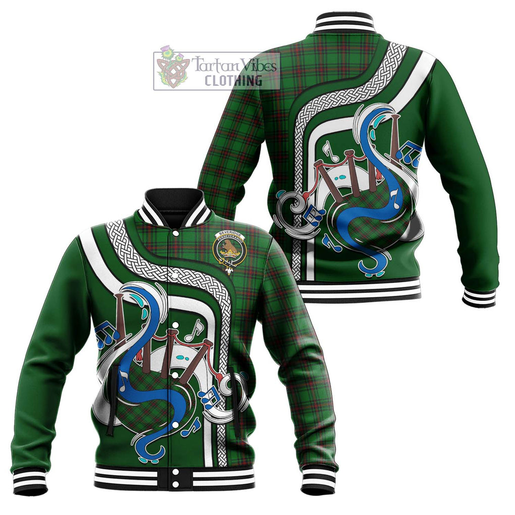 Tartan Vibes Clothing Beveridge Tartan Baseball Jacket with Epic Bagpipe Style