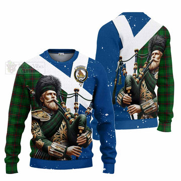 Beveridge Tartan Knitted Sweater with Family Crest Scottish Bagpiper Vibes