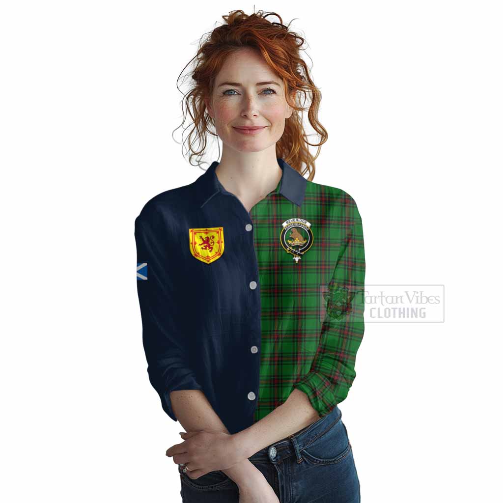 Tartan Vibes Clothing Beveridge Tartan Women's Casual Shirt Alba with Scottish Lion Royal Arm Half Style