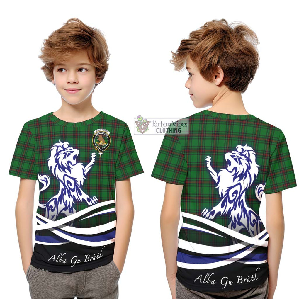 Beveridge Tartan Kid T-Shirt with Alba Gu Brath Regal Lion Emblem Youth XL Size14 - Tartanvibesclothing Shop