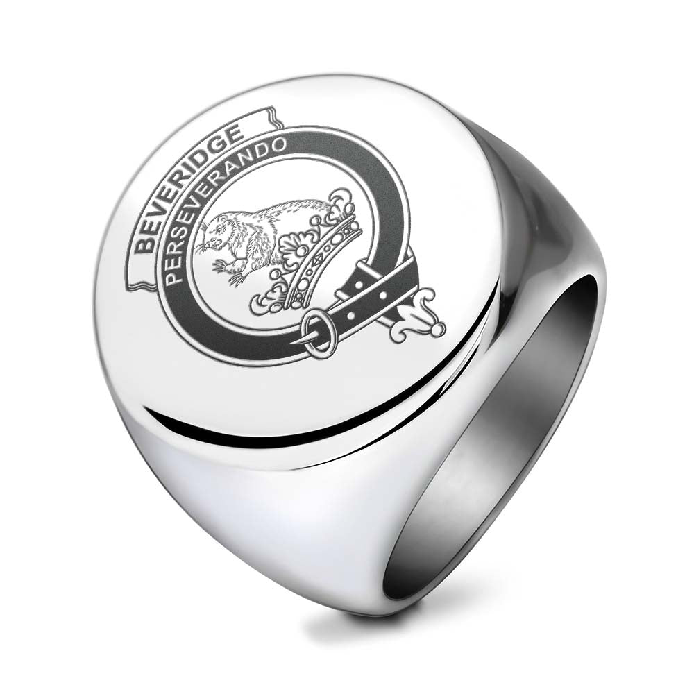 Tartan Vibes Clothing Beveridge Clan Crest Engraved Ring