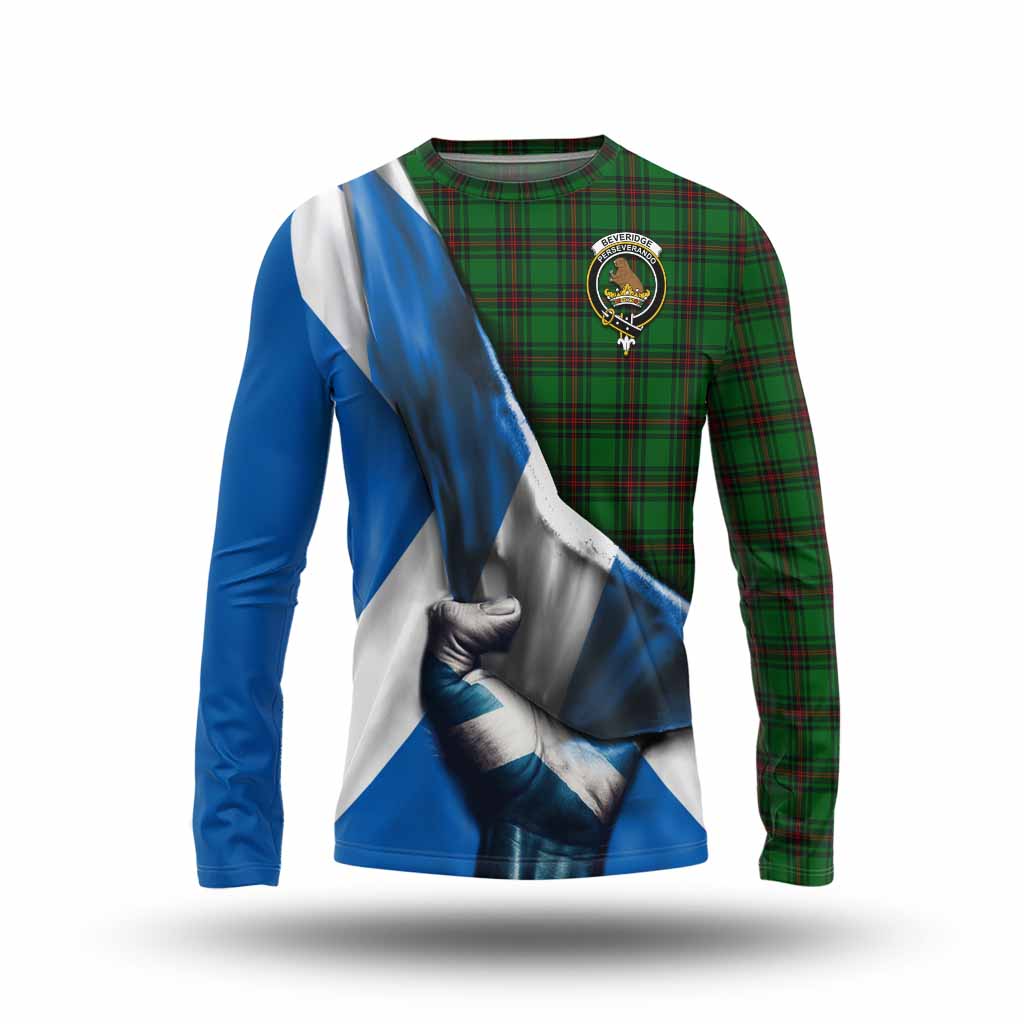 Tartan Vibes Clothing Beveridge Tartan Long Sleeve T-Shirt with Family Crest Scotland Patriotic Style