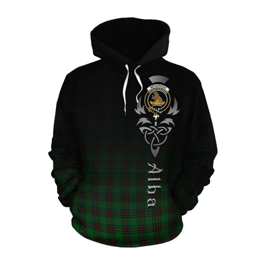 Tartan Vibes Clothing Beveridge Tartan Cotton Hoodie Featuring Alba Gu Brath Family Crest Celtic Inspired