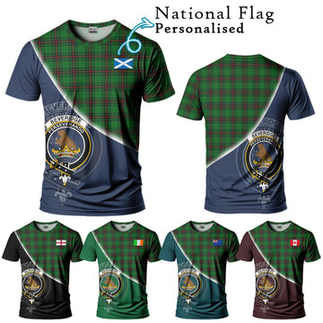 Beveridge Tartan T-Shirt with Personalised National Flag and Family Crest Half Style