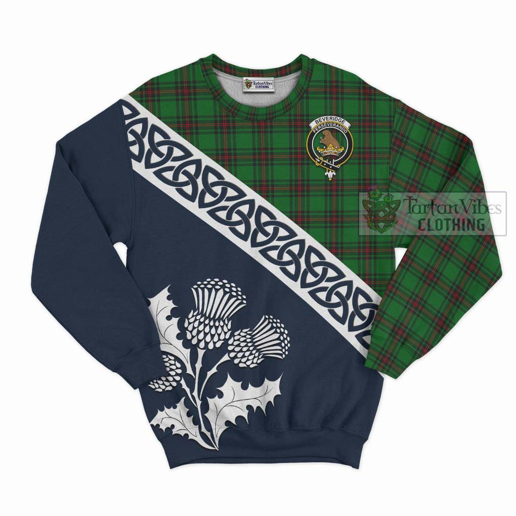 Tartan Vibes Clothing Beveridge Tartan Sweatshirt Featuring Thistle and Scotland Map