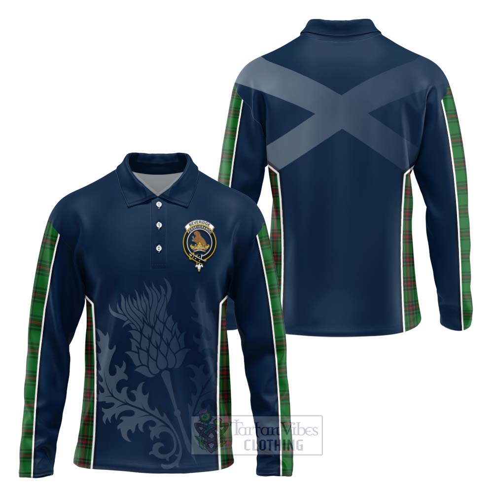 Tartan Vibes Clothing Beveridge Tartan Long Sleeve Polo Shirt with Family Crest and Scottish Thistle Vibes Sport Style