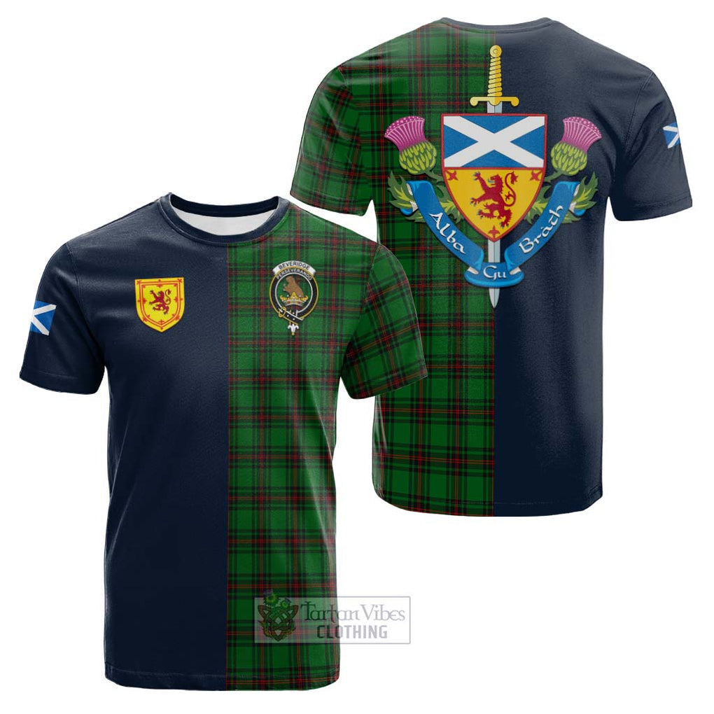 Tartan Vibes Clothing Beveridge Tartan Cotton T-shirt with Scottish Lion Royal Arm Half Style